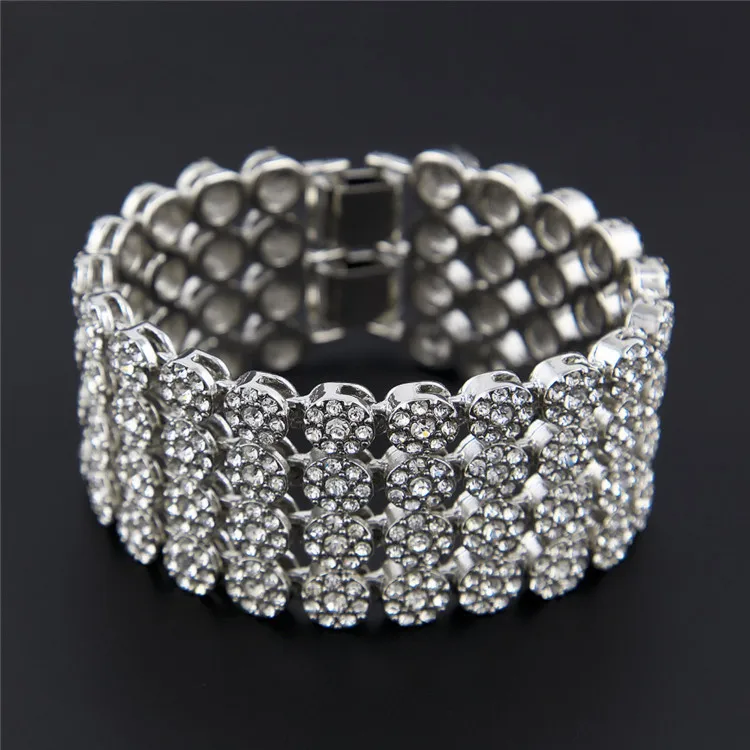 Золотые украшения подарки Рок Браслеты 4 ряда кластер камень ручные цепи женские