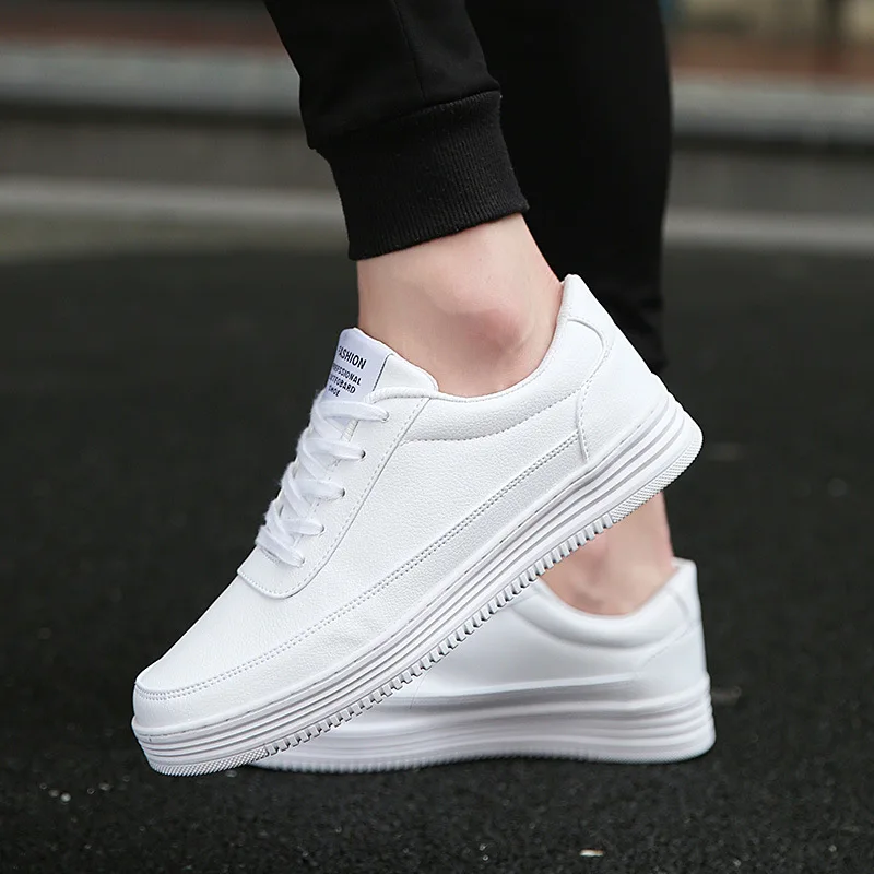 Кроссовки мужские из ПУ кожи дышащие на шнуровке Повседневная Уличная обувь для