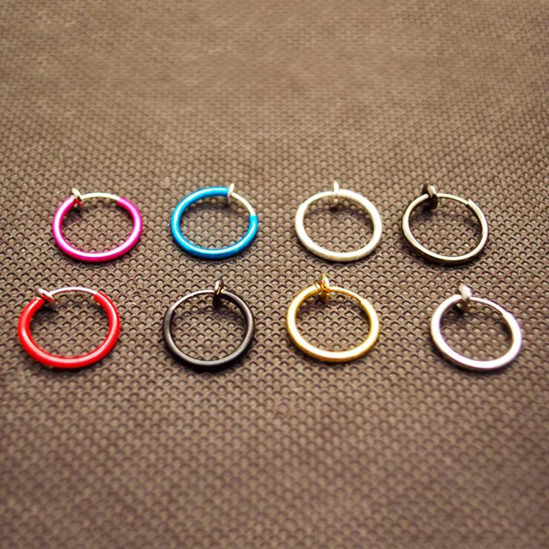 Женское и мужское кольцо для носа украшение имитации пирсинга 14 цветов в