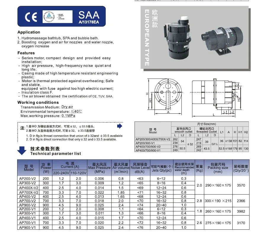 Воздуходувка для бассейна AP200 200 Вт LX Китайский спа центр импортная