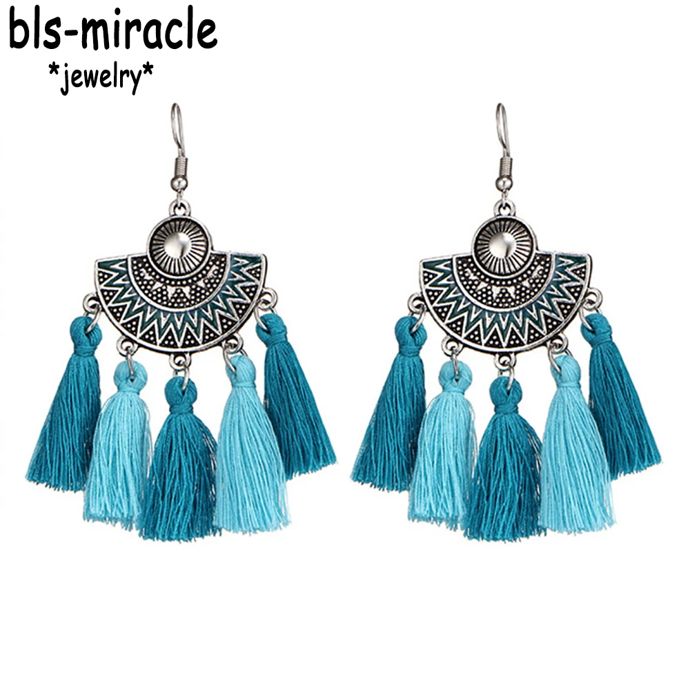 Bls miracle богемные этнические серьги с кисточками Винтажные висячие эффектные