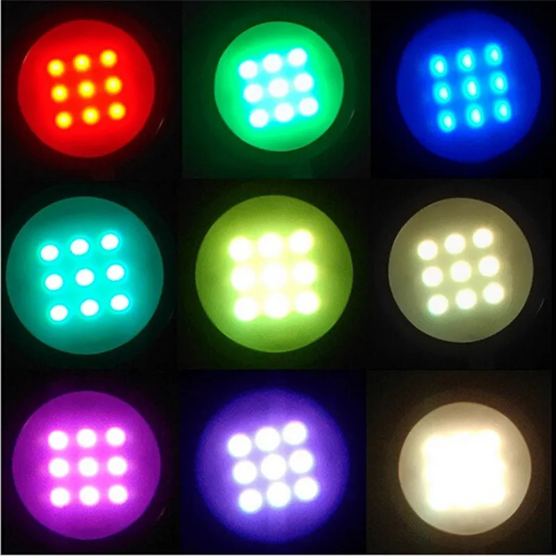 8 RGB Color Changing LED Under Cabinet Puck Lights Kit RF Remote Dimmable for Home Kitchen Counter Furniture Decoration Lighting | Лампы и