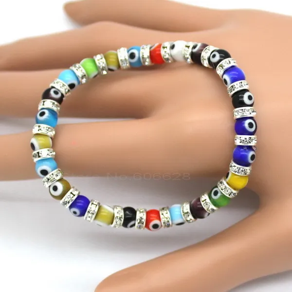 

2017 New Year Fashion Evil Eyes mini Strand Bead Bracelet for Men Women 6mm Classic MIni Beads Macrame Charm Bracelet Jewelry