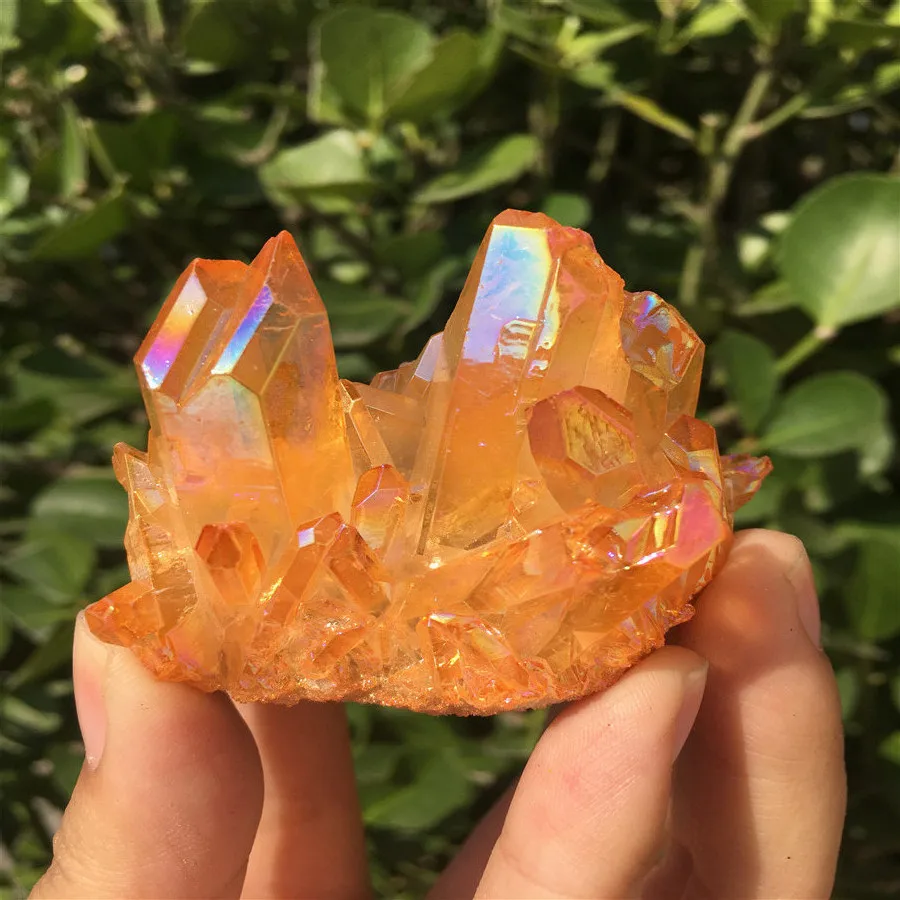 

76g Natural Electroplating Multicolored Crystal Cluster Quartz Point mineral Healing