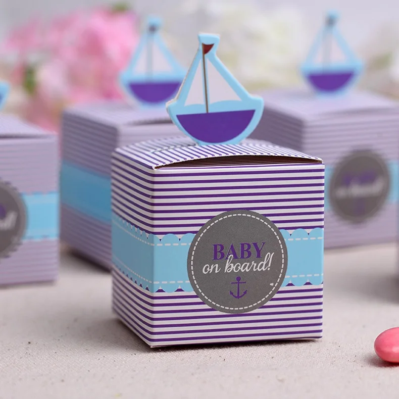 Caja de recuerdo de cumplea&ntilde;os para beb&eacute;, decoraci&oacute;n de fiesta, recuerdo de Baby Shower, venta al por mayor, 500 Uds.-0