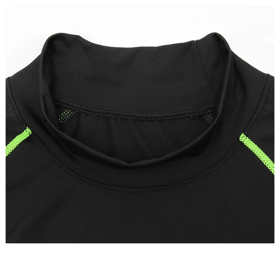 Men Running Sport Shirts Gym Fitness Compression Skinny T-shirt Male Jogging Training Black Solid Tee Tops Crossfit Clothing