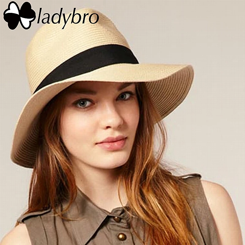 

Ladybro Summer Women's Hat Wide Brim Beach Sun Hat Panama Straw Hat Men Fedora Hat Cap Sun Visor Cap Male Sombrero Chapeau Femme