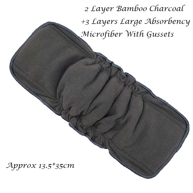 1pc Insert 2 Конопли тканевые подгузники, вставка из микрофибры древесного угля из бамбуковых волокон, впитывающей пеленальный коврик вставки для подгузника вкладыши для повторного использования - Цвет: 1pc Insert 2
