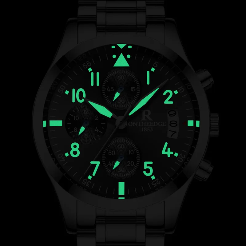 Часы наручные ONTHEEDGE мужские Модные Роскошные водонепроницаемые из нержавеющей