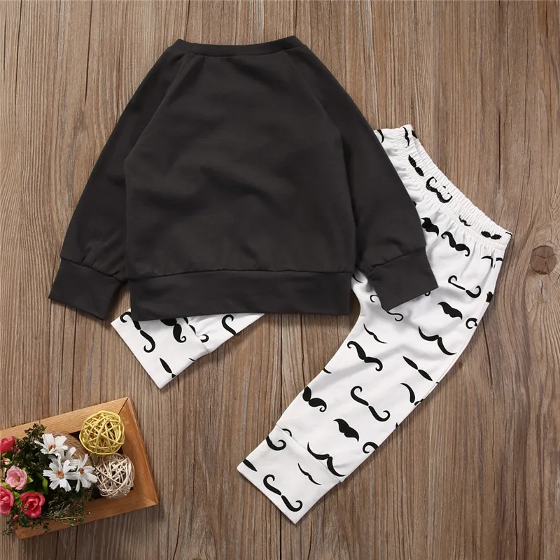 Emmababy 2017 Newborn Baby boy Clothes Set My Little Boss Long Sleeve Cotton T shirt +Pants 2PCS children Outfit Clothing | Детская