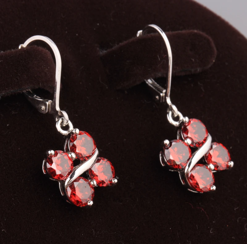 4 шт. красный гранатовый серебряное покрытие ювелирное изделие серьги подвески