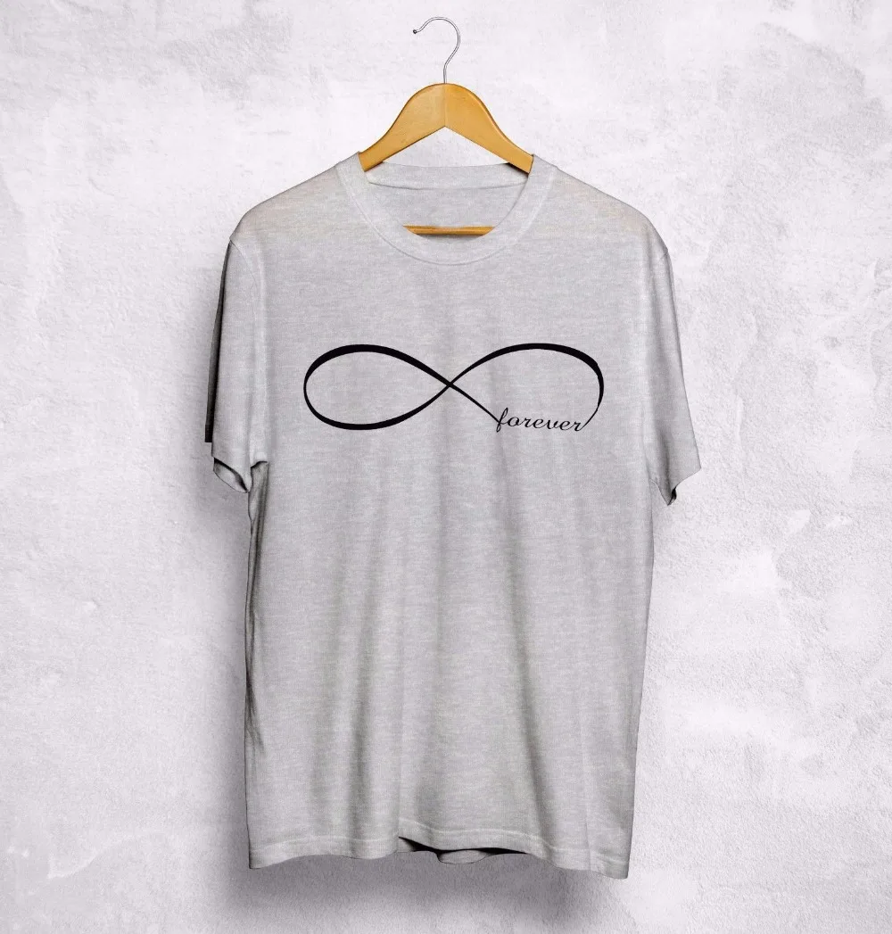 Летняя хлопковая Качественная мужская футболка с круглым вырезом Love Forever Infinity