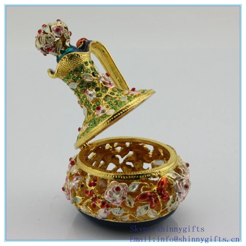 Металлическая шкатулка для ювелирных изделий в форме чайника со стразами | Дом и