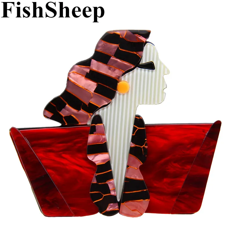 FishSheep 2018 модная женская акриловая фигурка большая брошь из смолы Портретные