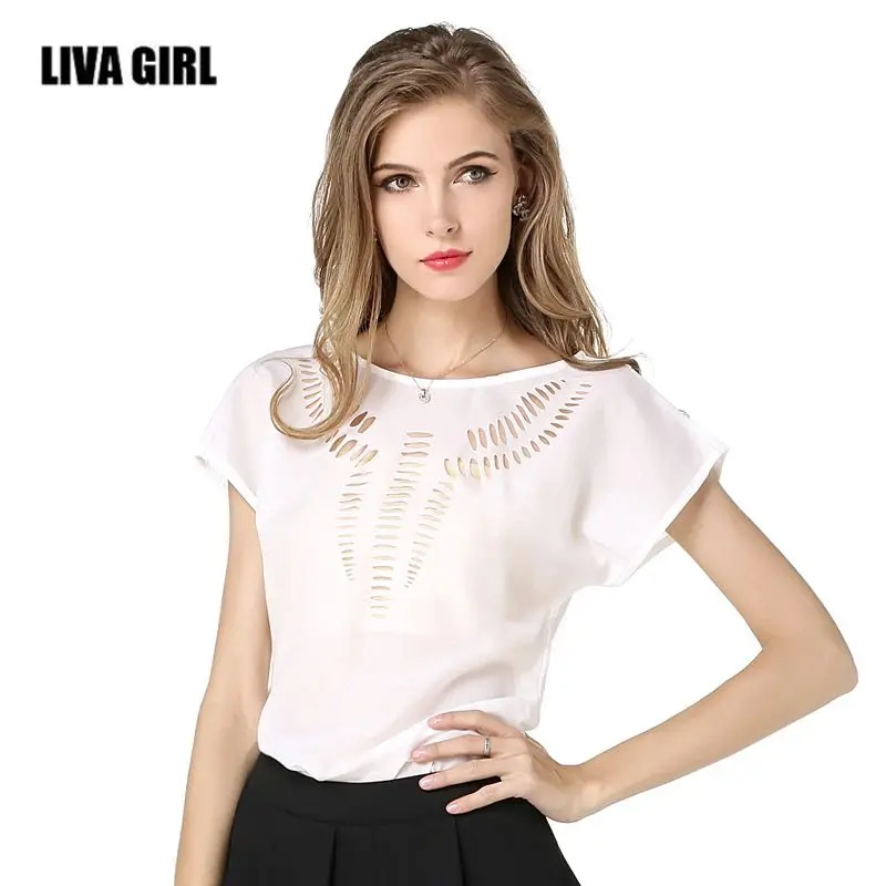 Женская шифоновая блузка с коротким рукавом и круглым вырезом|blouse tops shirt|designer shirt