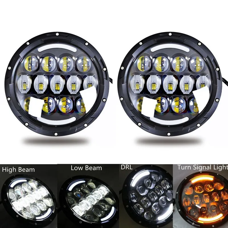 Белый 7 &quotКруглый H4 светодиодный DRL головной светильник 105w + 4&quot туман w/ Halo Кольцо