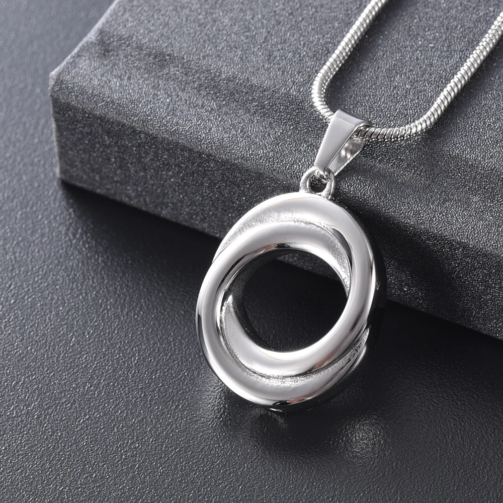 

IJD11728 Infinity Cremation Jewelry For Ashes- 316L Stainless Steel Double Circle Keepsake Memorial Urn Pendant Necklace /Funnel