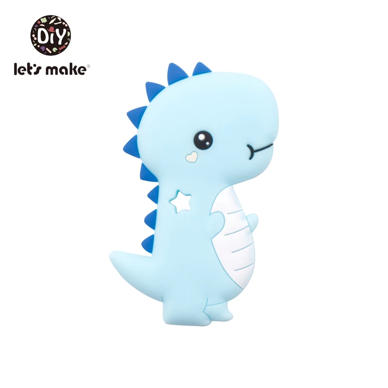 Dinosaur blue Детская Соска-пустышка с динозавром из мультфильма, прорезыватель-пустышка с цепочкой, BPA Free, силиконовый держатель для пустышки, соски для кормления, клипсы, Let's Make - Цвет: Dinosaur blue