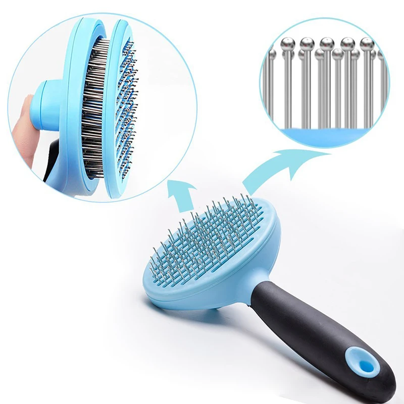 Dog Cat Comb Shedding Tool Brush Comb Rake Pet Fur Grooming Quick Clean Short Hair Remover Pet Massage Bath Brush Dog Supplies