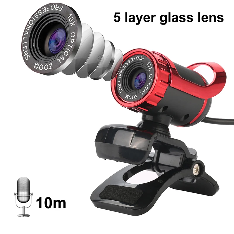GuHO 12 Megapixel HD Web Cam Camera USB 2.0 360 Degree Webcam with Sound Absorption Microphone for Xiaomi Laptop Computer |