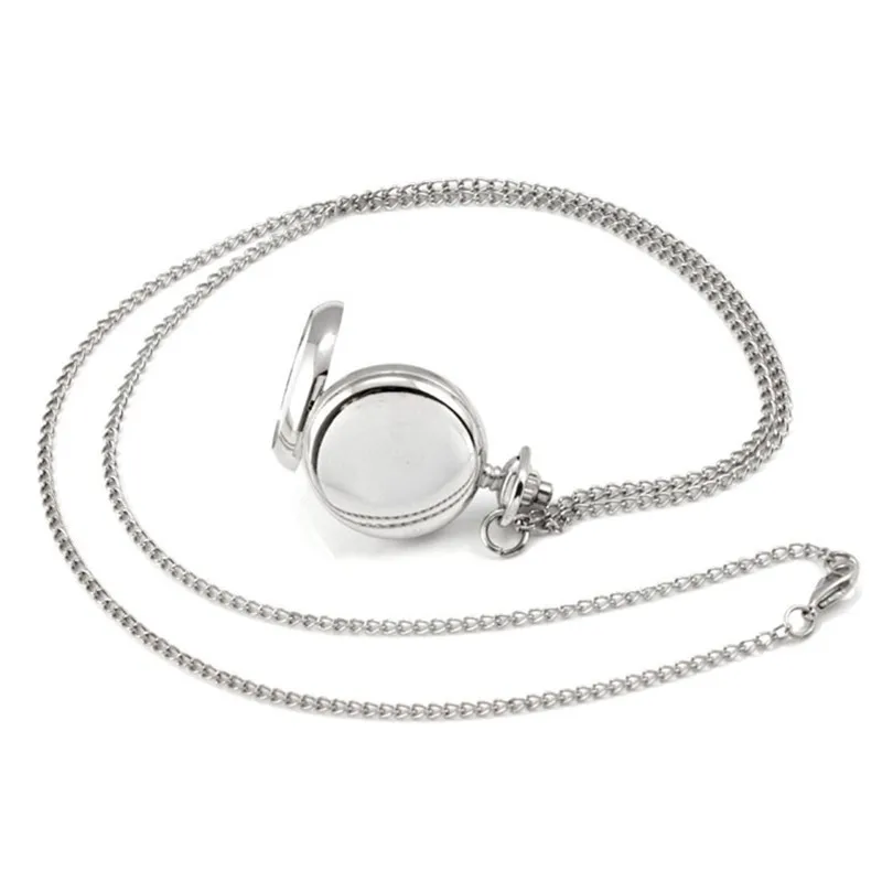 TIEDAN White Face Skull Purple Flower Silver Antique Quartz Pocket Watch with Necklace Retro Enemal Fob for Unisex Gifts | Наручные часы