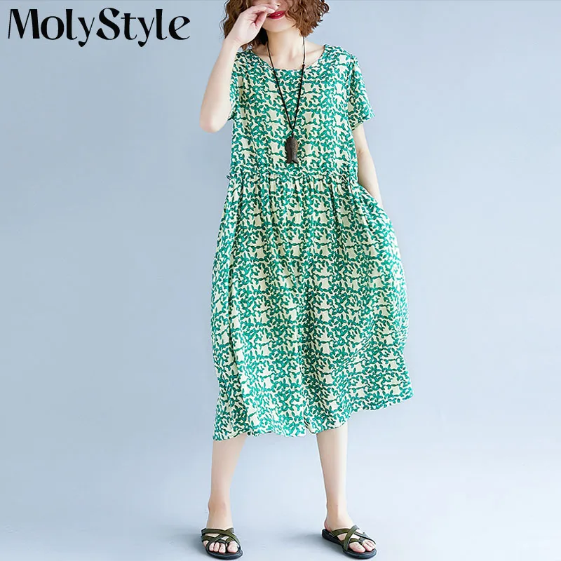 MolyStyle новые Лоскутная Цветочный Печать голое плечо платье Для женщин Лето