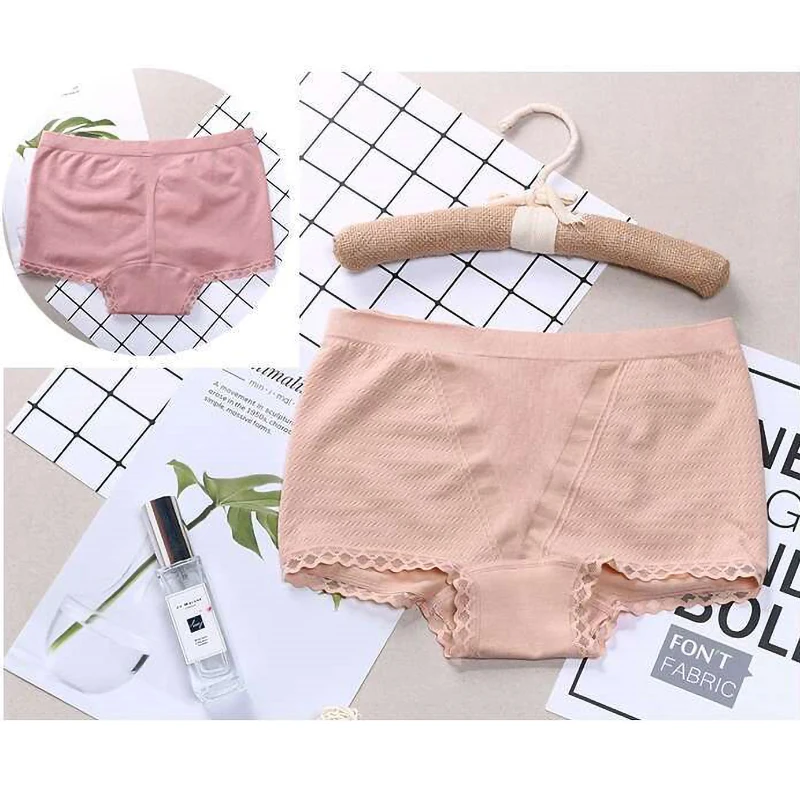 New 4Pcs/Lot Woman Underwear Women Cotton Boxers Shorts Lace-Trimmed Panties Ladies Lntimates Lingerie For Sexy Boxer | Женская одежда