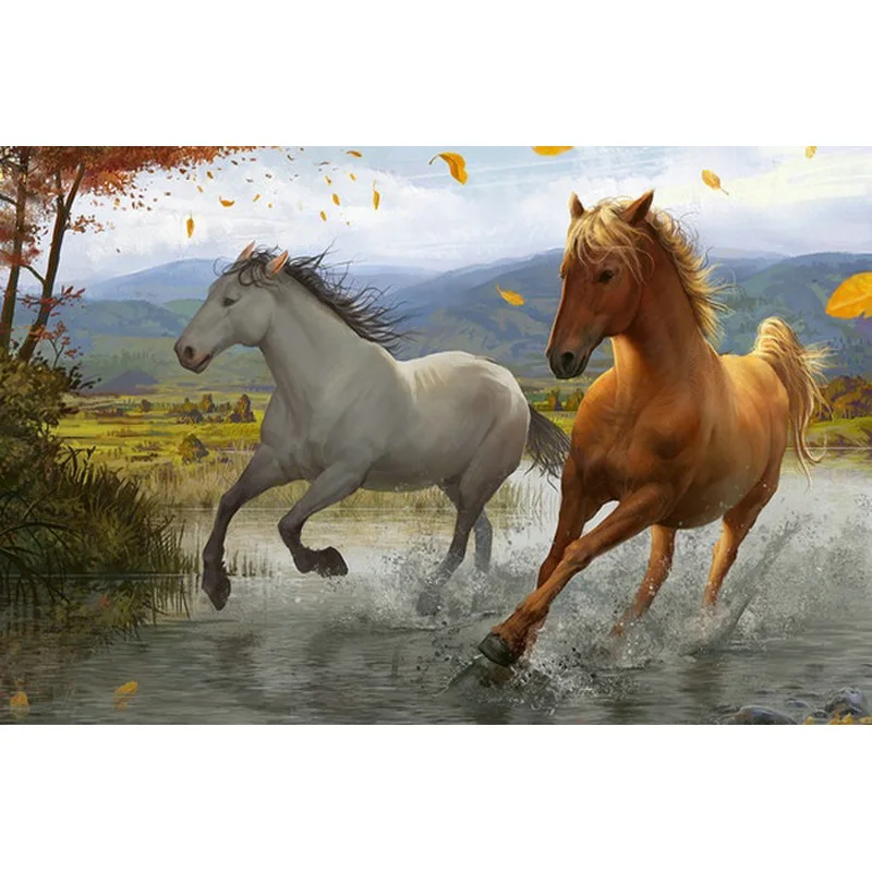 

YIKEE horse diamond painting Handmade Needlework DIY Diamond Embroidery Mosaic Rhinestone Picture k424