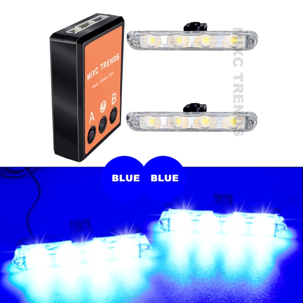 Blue 2X4 стробоскоп светодиодный полицейский светильник скорой помощи 12 В светодиодный Предупреждение ющий стробоскоп светильник s авто мигающий аварийный мигалка автомобильный Дневной светильник s - Цвет: Blue
