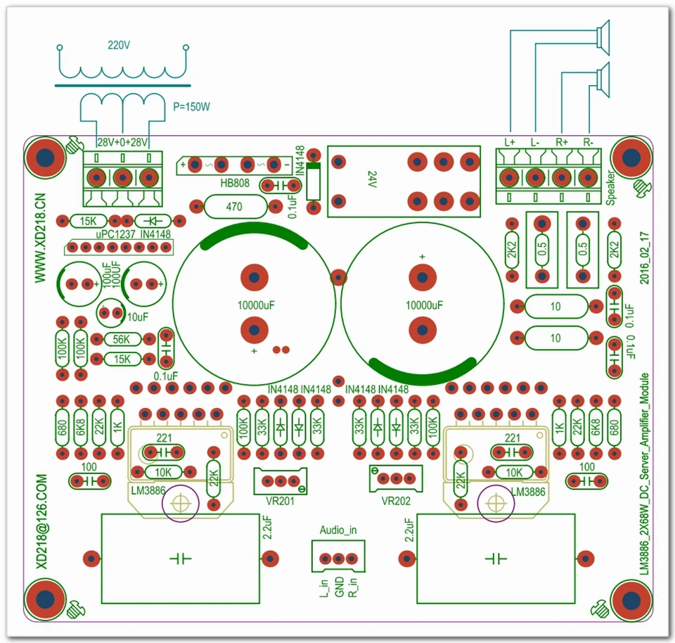 Двойной AC 26 28V LM3886 68W + DC серводинамический ток (MFB) Плата усилителя динамичесотзывы