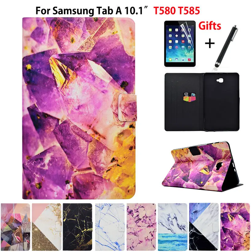 Чехол с мраморным рисунком для Samsung Galaxy Tab A A6 10 1 2016 SM T580 T585 умный чехол планшета ПУ