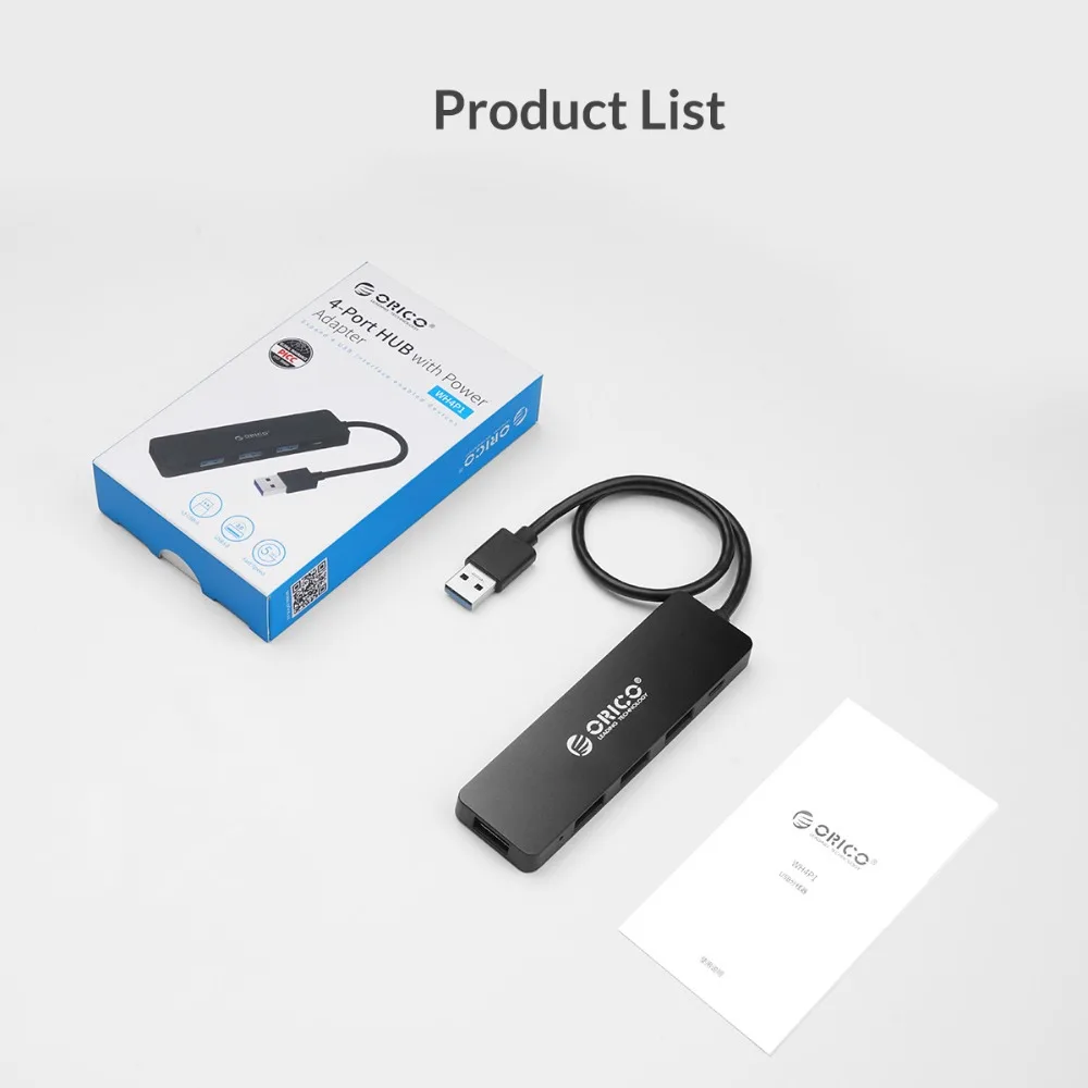 ORICO USB3.0 концентратор с интерфейсом питания мульти 4 порта USB разветвитель OTG адаптер Поддержка 5 Гбит/с 12 ТБ HDD для ПК компьютер Ноутбук