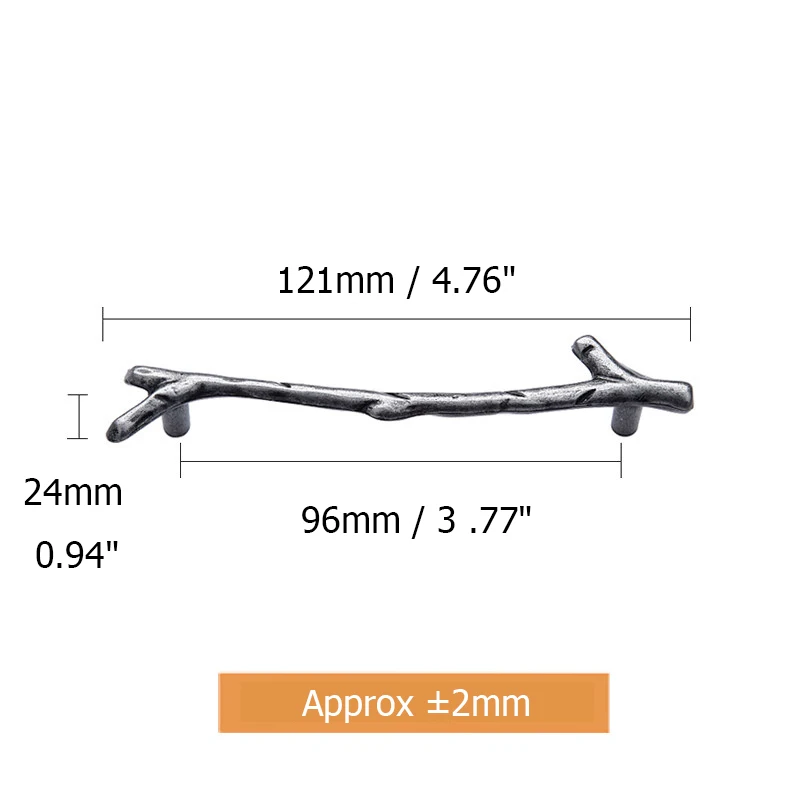 Silver 96mm KAK 10 шт. ручка для мебели на ветке дерева 96 мм 128 мм черная Серебристая бронзовая ручка для кухонного шкафа ручки для выдвижных ящиков дверные ручки Фурнитура - Цвет: Silver 96mm