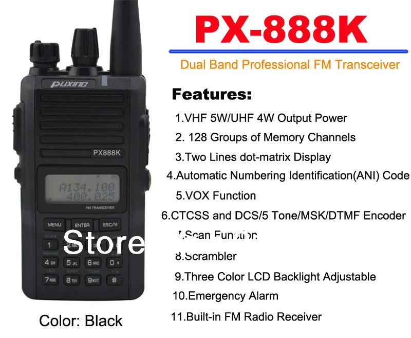 Black Color PUXING PX-888K Dual Band Professional FM Transceiver