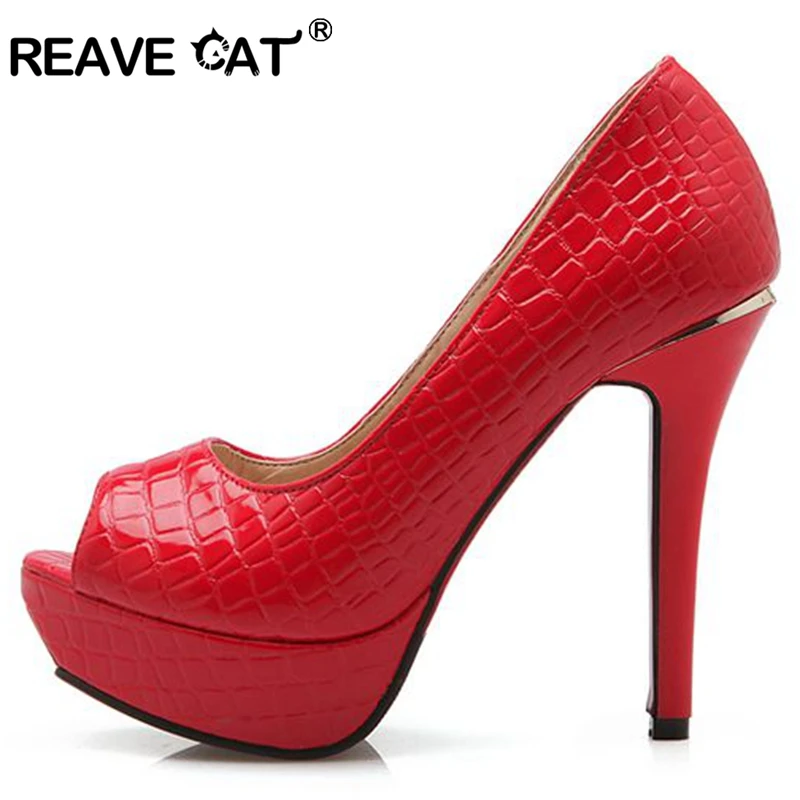 REAVE CAT/женские туфли-лодочки; туфли-лодочки на высоком каблуке с открытым носком для вечеринки и свадьбы; туфли на платформе и высоком каблуке 12 см; bota masculina Tenis feminino