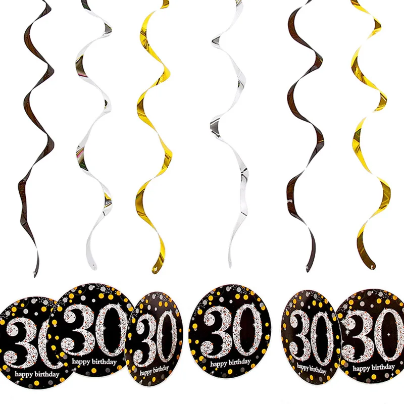 6pcs pendant Набор 21 30 40 50 60th от NOHOO День рождения украшения для взрослых 21 30 40 50 60 лет вечерние поставки - Цвет: 6pcs pendant