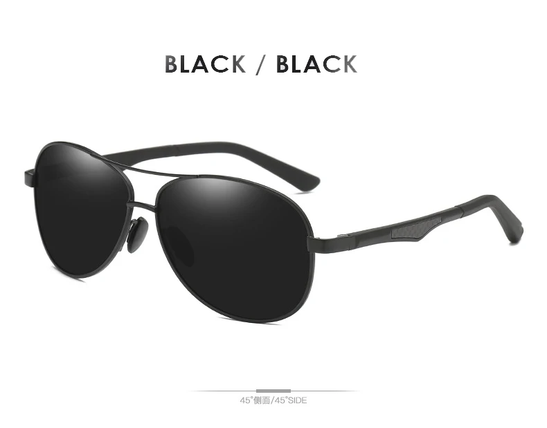 Black Black AORON, Мужские поляризационные солнцезащитные очки, мужские, классические, Ретро стиль, пилот, солнцезащитные очки, алюминиевая оправа, зеркальные линзы, очки - Цвет линз: Black Black