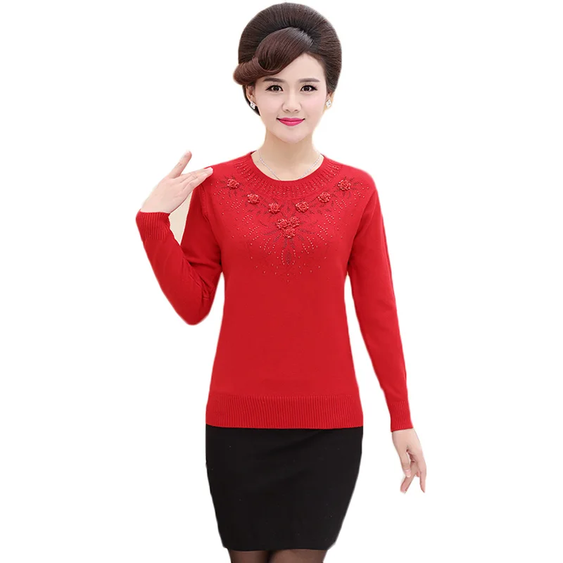 Mid-aged Wool Sweater Women 2019 Autumn Winter O-neck Knitted Pullovers Casual thickened Warm Soft Bottoming tops Plus Size 4XL | Женская