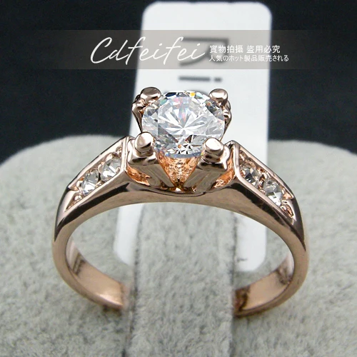 Красное яблоко обручальные кольца Мода Циркон коготь низкая цена золото женское