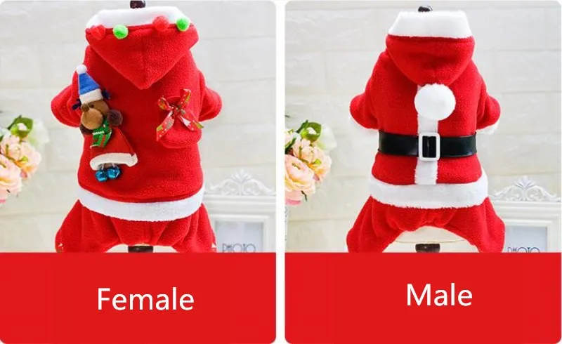 PUPISHE 2018 Pet Dog Cat Christmas Clothes Santa Claus Costume Winter Coat Apparel Suit with Cap | Дом и сад