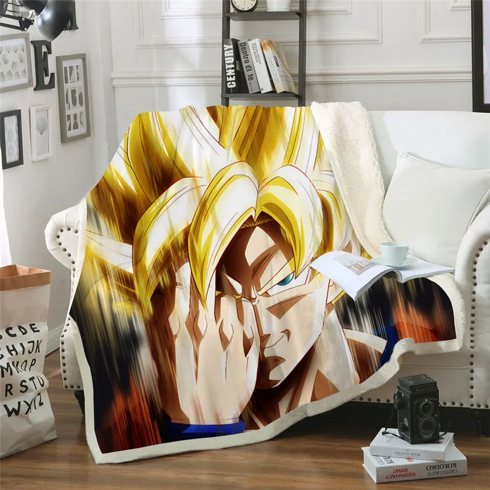 BZ124L Одеяло на искусственном меху с принтом Dragon Ball, одеяло на диване, одеяло для путешествий, постельные принадлежности, бархатное плюшевое одеяло-покрывало - Цвет: BZ124L