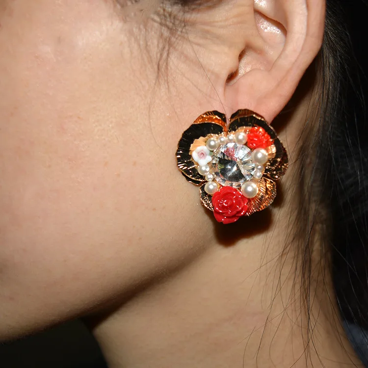 ГИРКАН Корейский металл кристалл жемчуг сочетание керамической цветок Роскоши