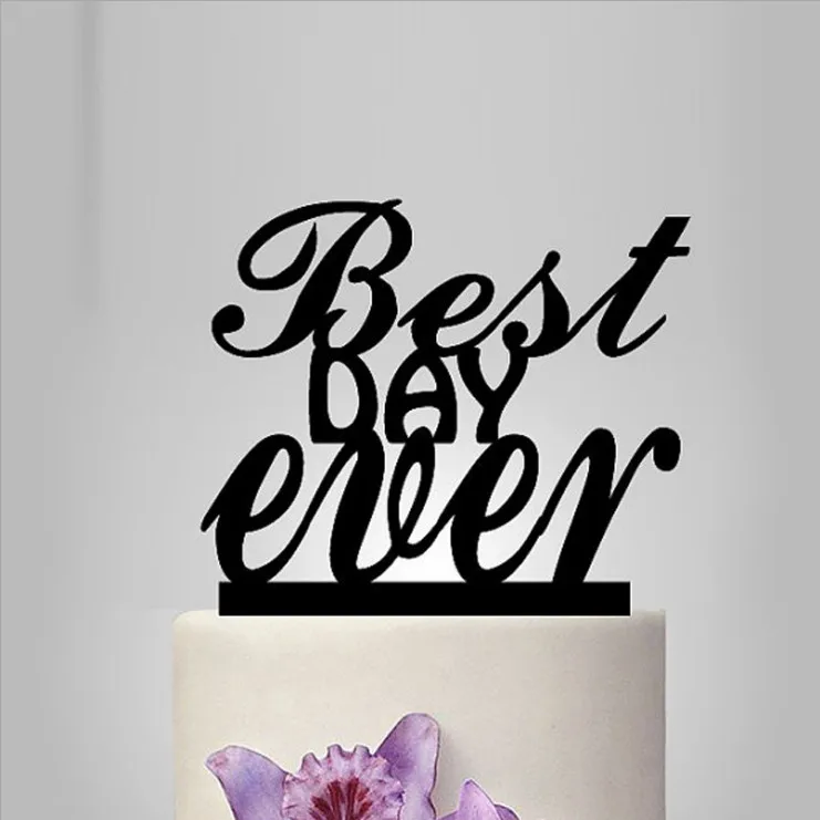 Уникальный дизайн &quotлучший день когда-либо&quot черный акриловый свадебный торт