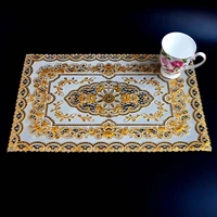 gold pvc plastic placemat hot table place mat cloth mug drink pad cup holder christmas doilies dining coaster placement kitchen
