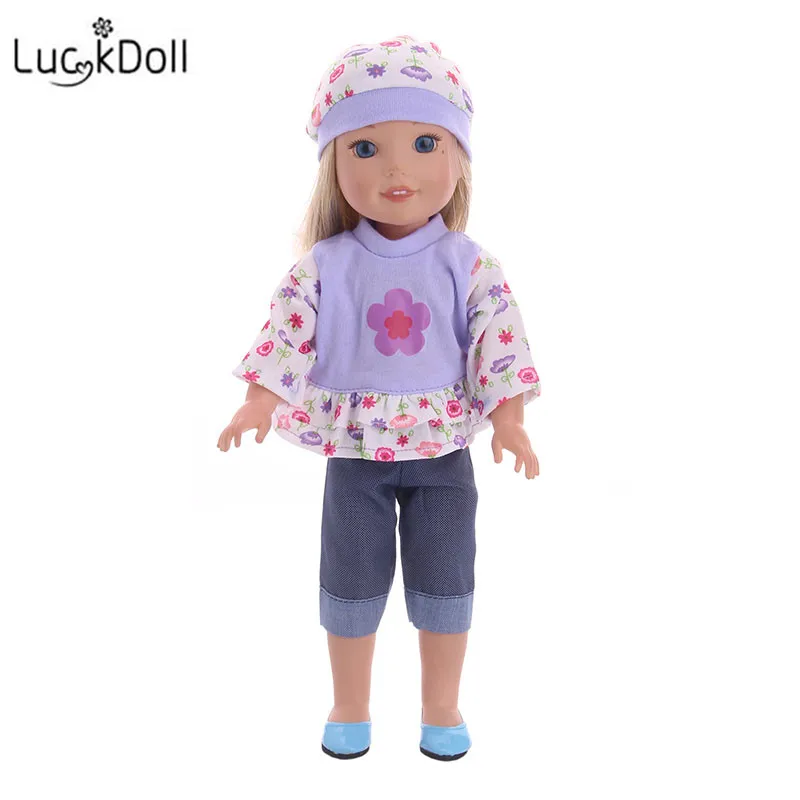 LUCKDOLL Новая Одежда для кукол джинсовые штаны одежда шляпа подходит 14 5 дюймов