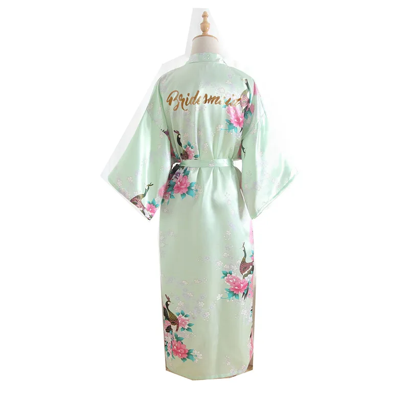 &quotBridesmaid &quot Letter peacock Women Robe Bride Bridesmaid Wedding Kimono Long Robes Sleepwear Nightgown Dress Bathrobe Pajamas |