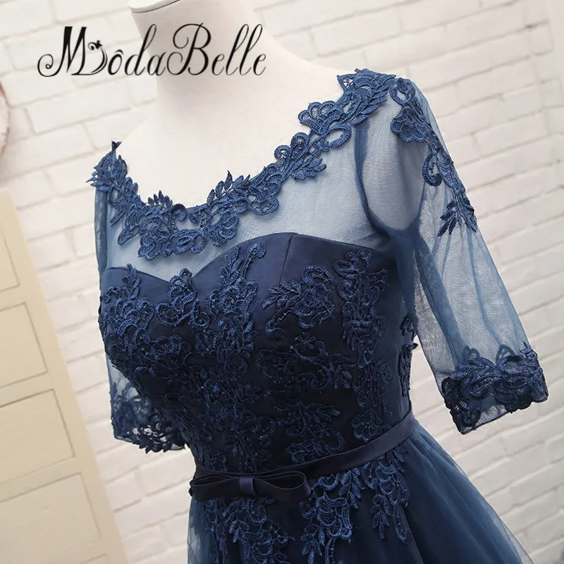 Платье подружки невесты с коротким рукавом modabelle темно-синее фатиновое платье