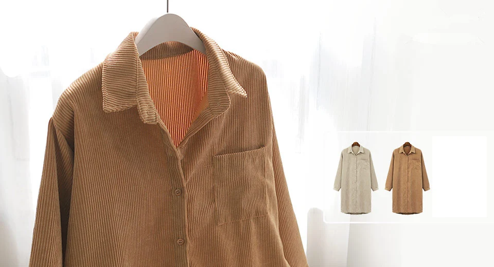 Повседневная Вельветовая длинная рубашка, Blusas, кимоно, для женщин, плюс размер, длинный рукав, отложной воротник, кардиган, блузки, Европа, свободные топы, Feminin