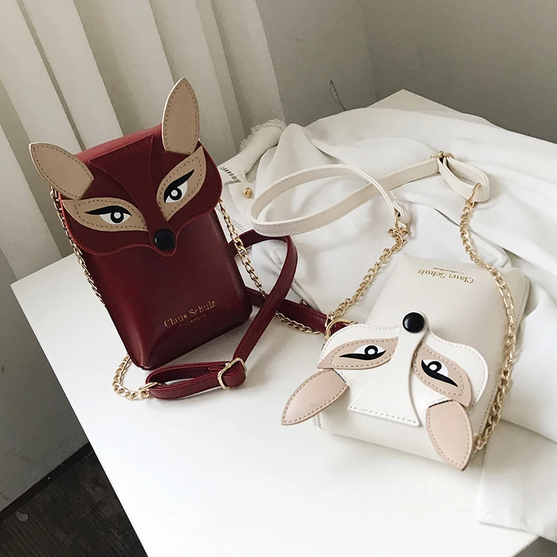Женские сумки через плечо, Модный маленький кошелек с лисой, сумка для телефона, Дамская мини сумочка для монет, сумка через плечо для женщин, милый подарок для девушки