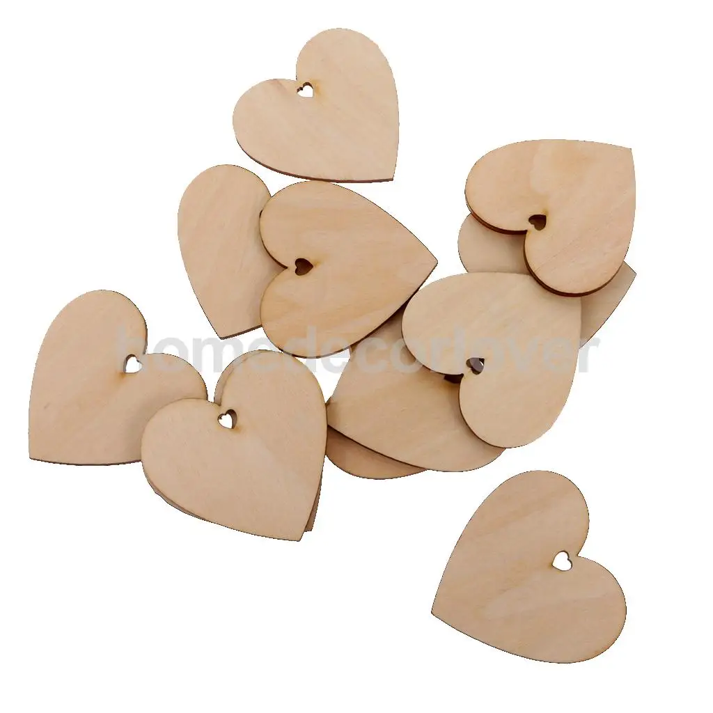 

Деревянные вырезные формы, необработанные кусочки сердца с отверстием для свадебных подарочных бирок, 60 мм, 50 шт.